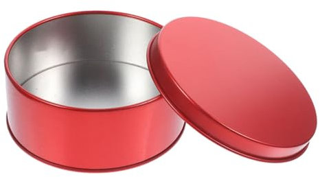Zerodeko Round Tinplate Box with Lid 4 Inch Small Biscuit Storage Tin Decorative Tins for Christmas Candy and Cookies Set of 3