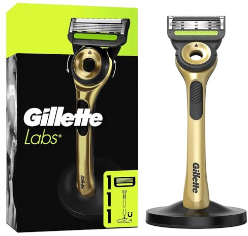 GilletteLabs mit Reinigungs-Element, Rasierer für Männer Champion Gold Edition, 1 Handstück 1, mit Wandhalterung für einfache Lagerung