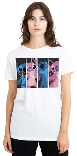 Lilo and Stitch Disney Lilo Stitch Angel Stitch Boxes Ladies T Shirt, White Camisa Mujer (Pack de 1)