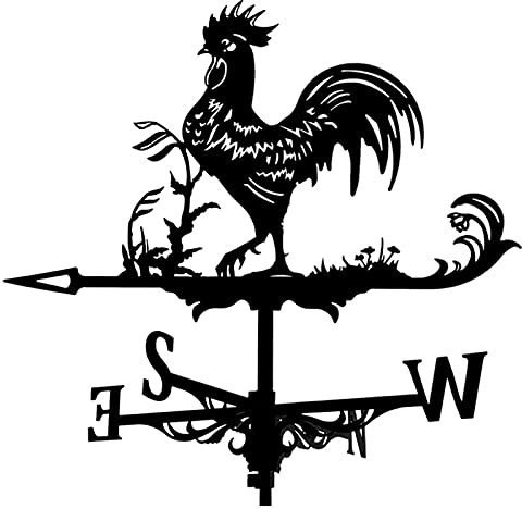 XACCBBA Banderuola a Forma di Gallo, indicatore di direzione del Vento, banderuola in Ferro da Giardino con Scena di Fattoria, con Rivestimento antiruggine, Resistente alla corrosione, STR
