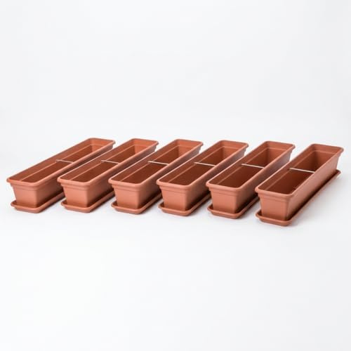 SUSTANIA Balkonkasten-Set 6er-Pack 80 cm in Terracotta: Verwandeln Sie Ihren Balkon in eine blühende Oase! Blumenkasten mit Untersetzer