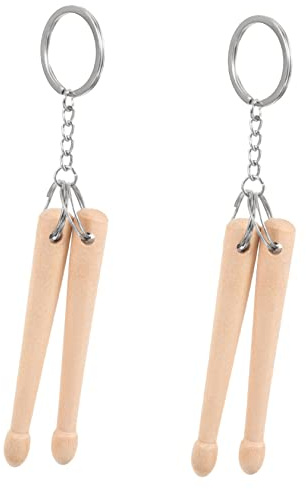 BESTYASH Bacchette per Batteria Decorazione per Chiavi e Borse in Legno Naturale Portachiavi 2 Pezzi Piccoli e Leggeri Regalo per Amici Amanti della Musica