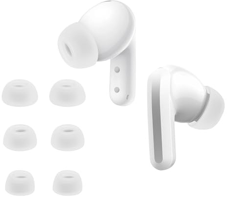kwmobile 6x Auricolari di ricambio compatibile con Xiaomi Redmi Buds 5 Gommini sostitutivi in Silicone - 3 Misure - bianco