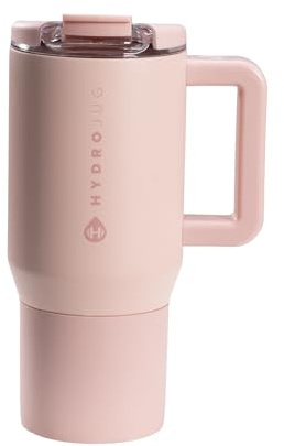 HydroJug Coffee Traveler 20 oz - Leak-Resistant, Ceramic-Lined Insulated Travel Coffee Mug for Hot or Cold Drinks with Flip Lid & Handle, Dishwasher Safe Coffee Tumbler, Dusty Rose