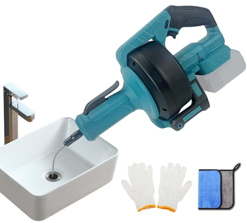 Akku Rohrreinigungsspirale 7M Kompatibel mit Makita 18V Akku, 610 U/min Akku Abflussreiniger zur Rohrreinigung Elektrisch Rohrreinigungsmaschine für 20–75 mm Rohre (ohne Akku)