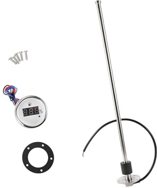 A ABSOPRO Sensor de Nivel de Combustible con Medidor de Combustible para Coche Barco Marino Camión Caravanas Metal Tono Plateado Blanco, 0-190 ohm 530mm Reemplazo artículo