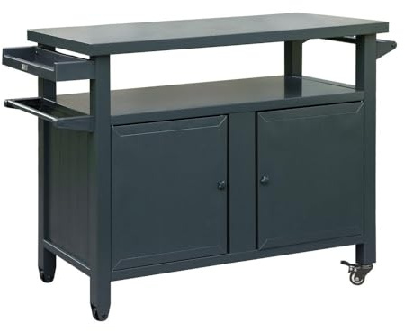 lafengyan Outdoor Grill Cart with Wheels and Storage Cabinet – Heavy-Duty Metal BBQ Table for Patio, Kitchen Island, Food Prep, and Home Bar Use (83 Gallons (Grey+4 Wheels))