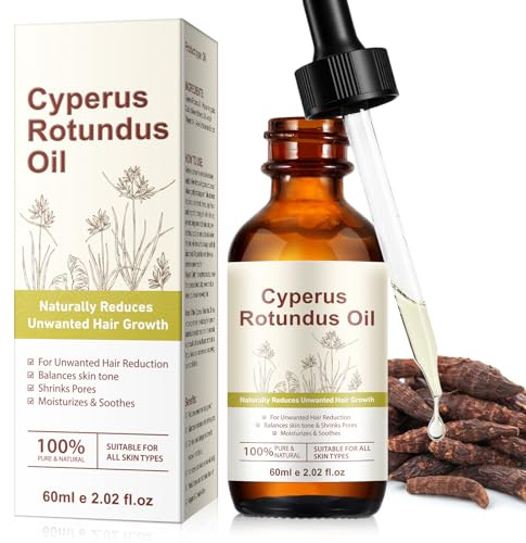 Cyperus Rotundus Oil for Hair Removal, Cyperus Rotundus Oil 60 ml, Inhibits Hair Growth, Reduces Body Unwanted Hair Growth, Shrink Pores, Hydrates, Soothes and Repairs Skin (60ml (Pack of 1))