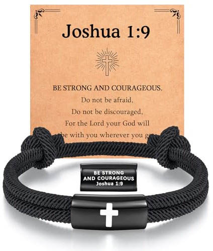 EYQV Christening Gift for Boy, Cross Charm Bracelet | Baptism Confirmation Holy Communion Gifts for Boys Son Nephew Grandson