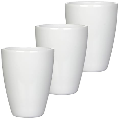 3 x Orchideentopf aus Keramik Ø 13,5 cm x 17 cm hoch – mit Erhöhung für optimale Belüftung – Übertopf für Orchideen – 3 Farben – langlebig & stilvoll – Blumentopf für Innenbereich (3 x Weiß-Glanz)