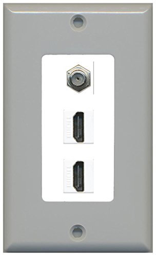 Riteav – 2 porte HDMI 1 cavo coassiale tv- F-Type piastra decorativa Gray Surround with White Insert