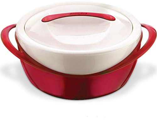 Pinnacle Large Insulated Casserole Dish with Lid 2.6 qt. Elegant Hot Pot Food Warmer/Cooler -Thermal Soup/Salad Serving Bowl Stainless Steel Hot Food Container–Best Gift Set for Moms –Holidays Red