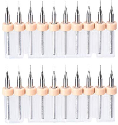 PCB - Brocas de carburo de tungsteno de 0,2 mm, herramienta rotativa para joyas CNC, grabado de circuito impreso, tarjeta micro brocas, de 1/8 pulgadas, 2 juegos (20 unidades)