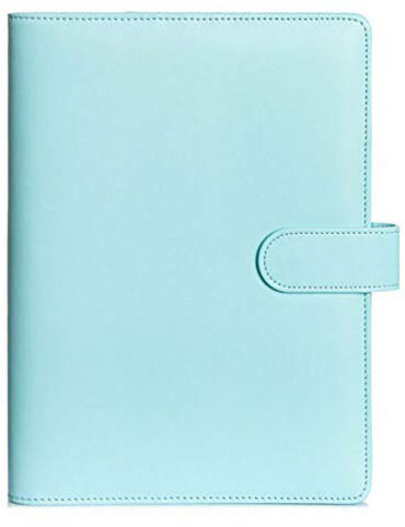 ZHANGTING A6 PU Leder Notizbuch Ordner mit Magnetschnalle, Journal Travel Notebook nachfüllbar 6 runde Ringbuch für A6 Füllpapier Filofax Planer Binder für Tagebuch Zeitplan Memo (Lake Blue)