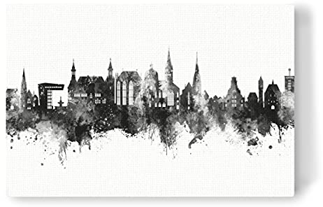 artboxONE Leinwand 150x100 cm Städte Aachen Germany Skyline Black von Michael Tompsett