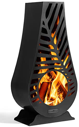 gartendekoparadies.de Gartenofen Ofen Kamin Holzkamin, H. 108 cm, 50 x 33cm, 20 kg, Naturstahl schwarz