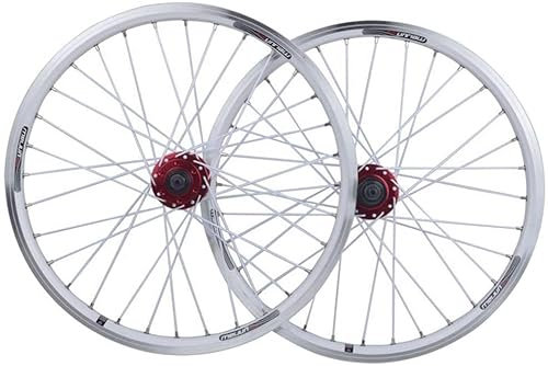 Wheelset 20-Zoll-Fahrrad-Radsatz, BMX 406. Rim-Disc/V-Bremse Quick Release-Bike-Rad 32 Spects 08.09.10 Geschwindigkeitskassettenfahrradteile Road Wheel (Color : White, Size : 20inch)