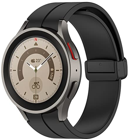 Sport Bracelet pour Samsung Galaxy Watch 7/6/5/4/FE 40mm 44mm/Galaxy Watch 6 Classic 47mm 43mm/Galaxy Watch 4 Classic 46mm 42mm/Galaxy Watch 5 Pro 45mm,No Gap Bracelet Silicone Souple Magnétique