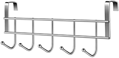 Ichigo Ichie Perchero para Puerta de Acero Inoxidable, Gancho de Puerta Universal, Colgador de Puerta para Ropa, Ideal para Puertas de Baño, Dormitorio y Cocina (con 5 Ganchos)