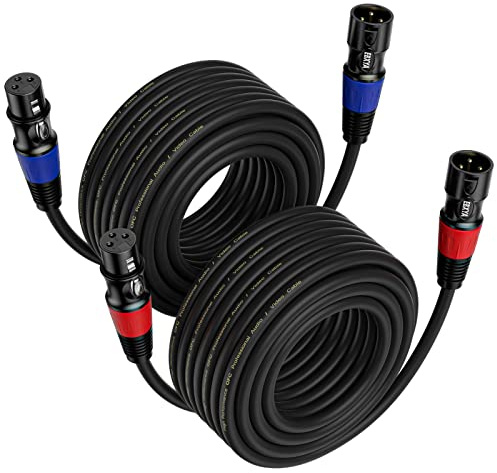 EBXYA Cavo XLR per microfono, 8 m, 2 pezzi, 3 pin, bilanciato, XLR maschio a femmina
