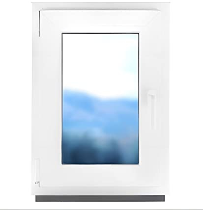 Fenster Badfenster Kunststofffenster Kunstoff weiß BxH 40 x 50 cm 400 x 500 mm DIN Links - ALLE GRÖßEN 2 fach Verglasung - Milchglas Satinato - Funktion Dreh-Kipp - BauPlaza