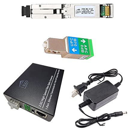 iszo 1Set 2.5G ONU with 2.5G Media Converter, Bridge Mode,2.5G Modem,GPON/EPON/XPON Stick ONU, SC Connector UPC/APC, Support MAC/SN/LOID Modify,DDM PON Module,