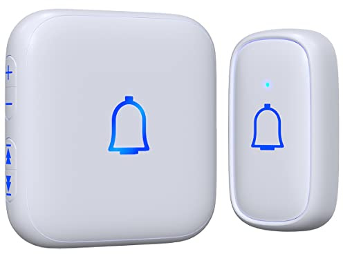 Wireless Doorbell IP66 Waterproof 1000 Feet with 66 Chimes 115dB 7 volume levels Mute Mode with LED Flash Doorbell Ringer Wireless for Kids Room Teachers Classroom Home Office & Hearing-Impaired
