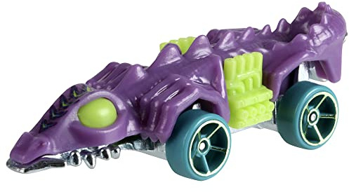 Hot Wheels Sammlerstück Druckguss-Fahrzeug – Fangster ~ aus der HW Dino Riders Collection ~ Lila und Grün Dinosaurier Auto