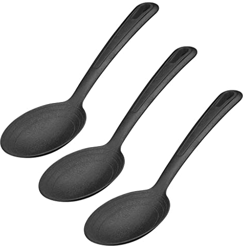 Westmark 3 Salat- u. Servierlöffel, Große Löffelmulde, Innenliegende Skala: 20, 40 + 60 ml, Kunststoff, Gentle, Schwarz, 286422E3