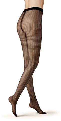 KUNERT Damen Strumpfhose Small Check Fashion 50 DEN Black 40-42