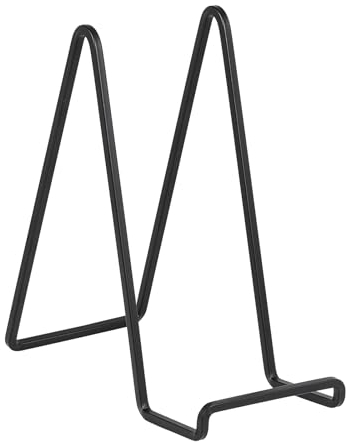 Staffelei Aufsteller Teller Ständer Metall - Tellerständer Groß - Deko Tellerhalter - Dekoteller Halterung - Eisen Staffelei fuer Buch | Foto | Bilderrahmen | Gedenktafel - Schwarz - 2 Stück - 25 cm