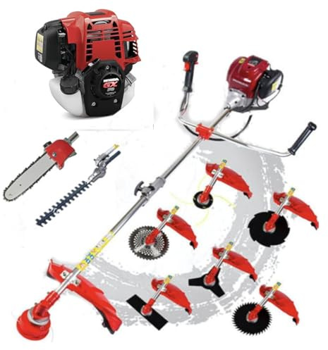 Zundo Tagliasiepi 9 in 1, Motore a Benzina GX50, Rosso, Robusto, Tagliasiepi a Benzina, Acciaio Inossidabile, Giardinaggio