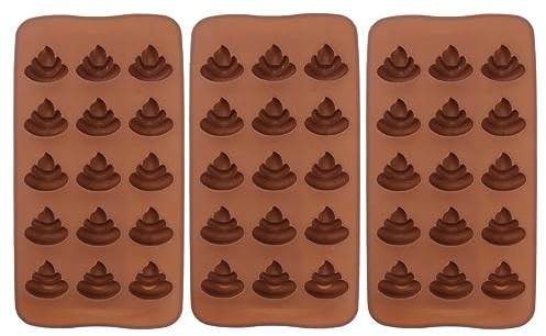 Moule à Bonbons en Silicone Forme Caca 15 Alvéoles 3 Pcs | Qualité Alimentaire, Facile à Nettoyer, Compatible Congélateur, Usage la Cuisine, Série Noël