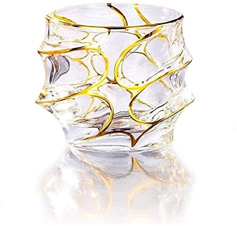 Decanter set Whiskey Decanter Wine Decanter Gilding Gold Crystal Usquebaugh Wine Cup Whiskey Glass Whisky Glasses Brandy Snifters Decanter (Color : D) (C)