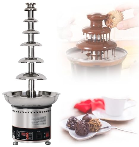Macchina per fontana di cioccolato di grande capacità con controllo della temperatura - Cascata per fonduta commerciale ideale per attrezzature per buffet di feste, ristoranti e matrimoni (7 livelli)