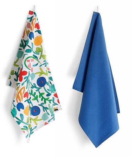 GUZZINI - Strofinacci Cucina in Morbido Cotone Assorbente, Set con 2 Canovacci Cucina, Accessori Utili x la Casa Resistenti e Durevoli nel Tempo, Accessori Cucina con Gancetto Lavabili a 40° e Stiro
