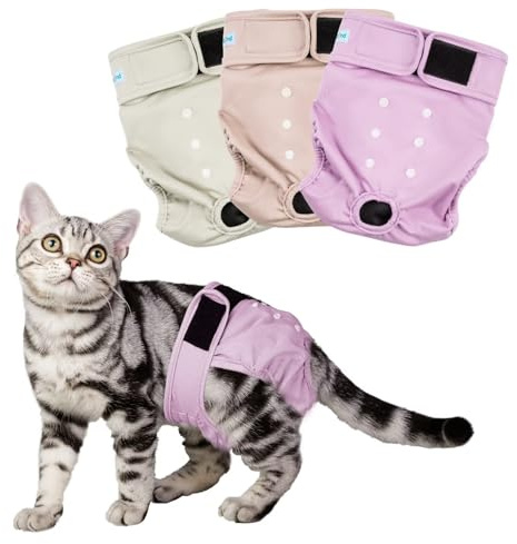 Paw Legend Pannolini per gatti femminili spruzzati, lavabili e riutilizzabili, per gatti, incontinenza, pannolini per animali domestici (confezione da 3, XS)