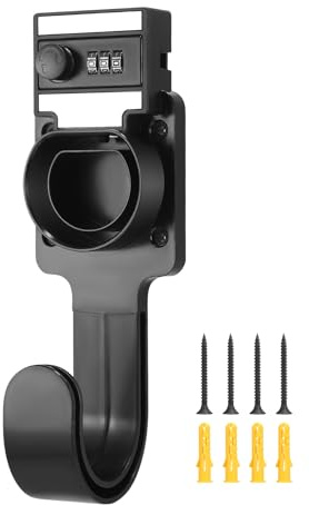 EV Charger Type 2 Cable Holder, Charger Holder Wall Mount with Combination Lock, Lockable EV Cable Organiser for IEC 51296-2 Plugs, Weatherproof Charging Cable Organizer for Most EU Electric Vehicle