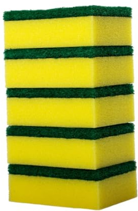 SECFOU 12pcs Non-Scratch Dishwashing Sponges for Kitchen Cleaning Scouring Pads Powerful Scrubbing Yellow Green for Washing up and Tough