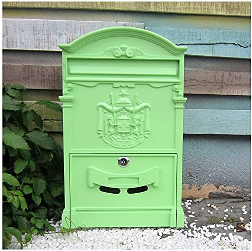 Cassetta postale da parete per esterni, impermeabile e antiruggine, in metallo, per porte anteriori e portici, cassetta postale verde, per riporre la posta all'aperto in modo sicuro