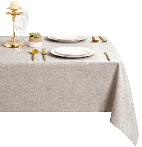 DWCN Leinen Stein Tischdecke 135x200cm Stoff Outdoor Wetterfest Leinenoptik