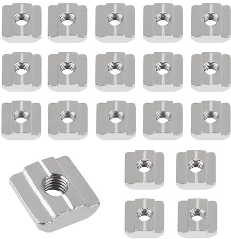 MejaRizon 20 Stück Nutensteine M8 Nut 8, Typ B Nutensteine Nut 8 Nutsteine Set Kohlenstoffstahl T- Nut Schiene, T Nutenstein Set für Aluminiumprofil Extrusionsschlitz 30-Serie