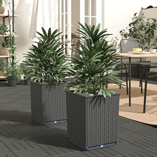 Qnhdfrt Lot de 2 pots de fleurs, noirs, 30 x 30 x 37 cm, en polypropylène, légers et robustes, pour jardin, balcon, terrasse