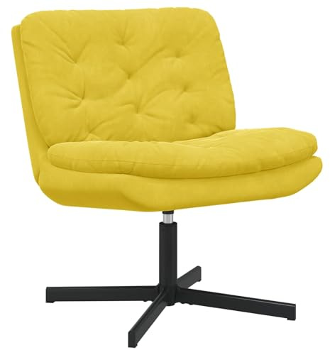 vidaXL Sillón Relax Giratorio Amarillo 63 x 75 x 76 cm Terciopelo, Silla Giratoria Ergonómica Moderna para Sala de Estar, Asiento de Lounge Interior, Mobiliario de Casa de Terciopelo