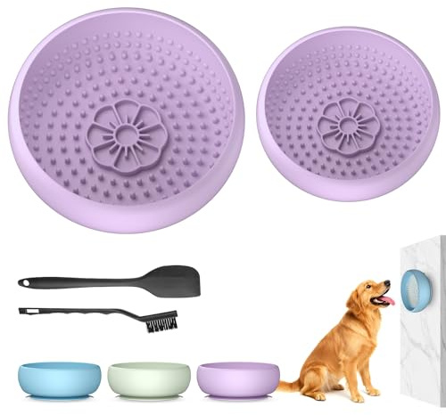 Pawinner 2 in 1 Ciotola per Leccare per Cani & Ciotola Anti Ingozzamento Set, Lick Mat per Cani, Ventosa Antiscivolo, Alleviare L'ansia &Alimentazione Lenta, Silicone Alimentare, Congelabile, 17/14cm