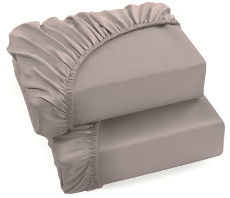 Lenzuolo con Angoli Elasticizzati Jersey Matrimoniale in 100% Cotone Morbido Traspirante Lenzuolo Sotto Elastico per Materassi fino a 25 cm Misura 180x200 cm Colore Tortora