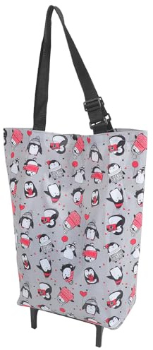 FONDOTIN Portapacchi pieghevole con ruote lisce sacchetto shopping compatto e portatile per acquisti e viaggio materiale resistente per carichi pesanti facile da riporre e trasportare