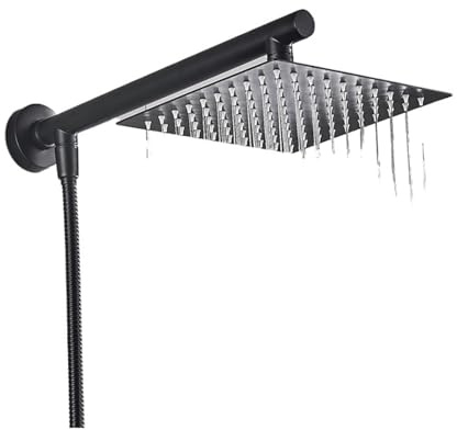 Soffione doccia a pioggia ultrasottile da parete 8/10/12 pollici con braccio in acciaio inossidabile 16 e tubo flessibile in ABS 150 cm, accessori for il bagno(Chrome 8inch)