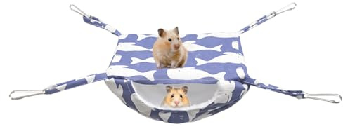 Hamsterhängmatta – vinter mjuk halkfri gunga – vinter illersäng metallkrokar – för små djur husdjur ekorre chinchilla gerbil igelkott inomhus klättring sovberikning