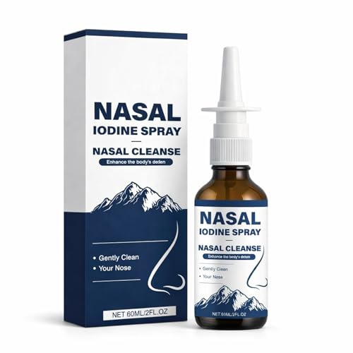 Iodine Nasal Spray for Daily Nasal Hygiene, Non-Medicated Nasal Iodine Spray, Gentle Fine Mist Nasal Cleanse with Glycerin, Alcohol & Steroid Free, 2 fl oz (60 ml)